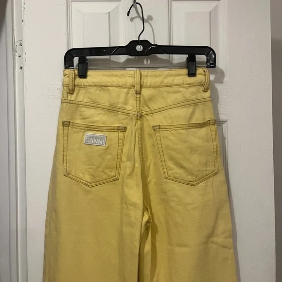 Ganni Magny Wide Leg Yellow Jeans - Picture 5 of 7